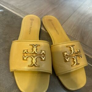 Tory Burch Mustard Yellow Slide Sandals
